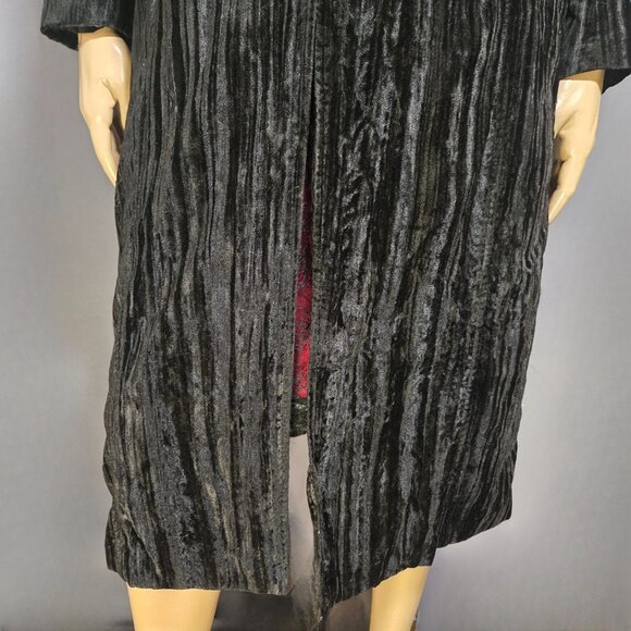Y2K Guess Black Velvet Long Jacket Trench Coat Size S Gothic Witchy Whimsigoth - Picture 5 of 14